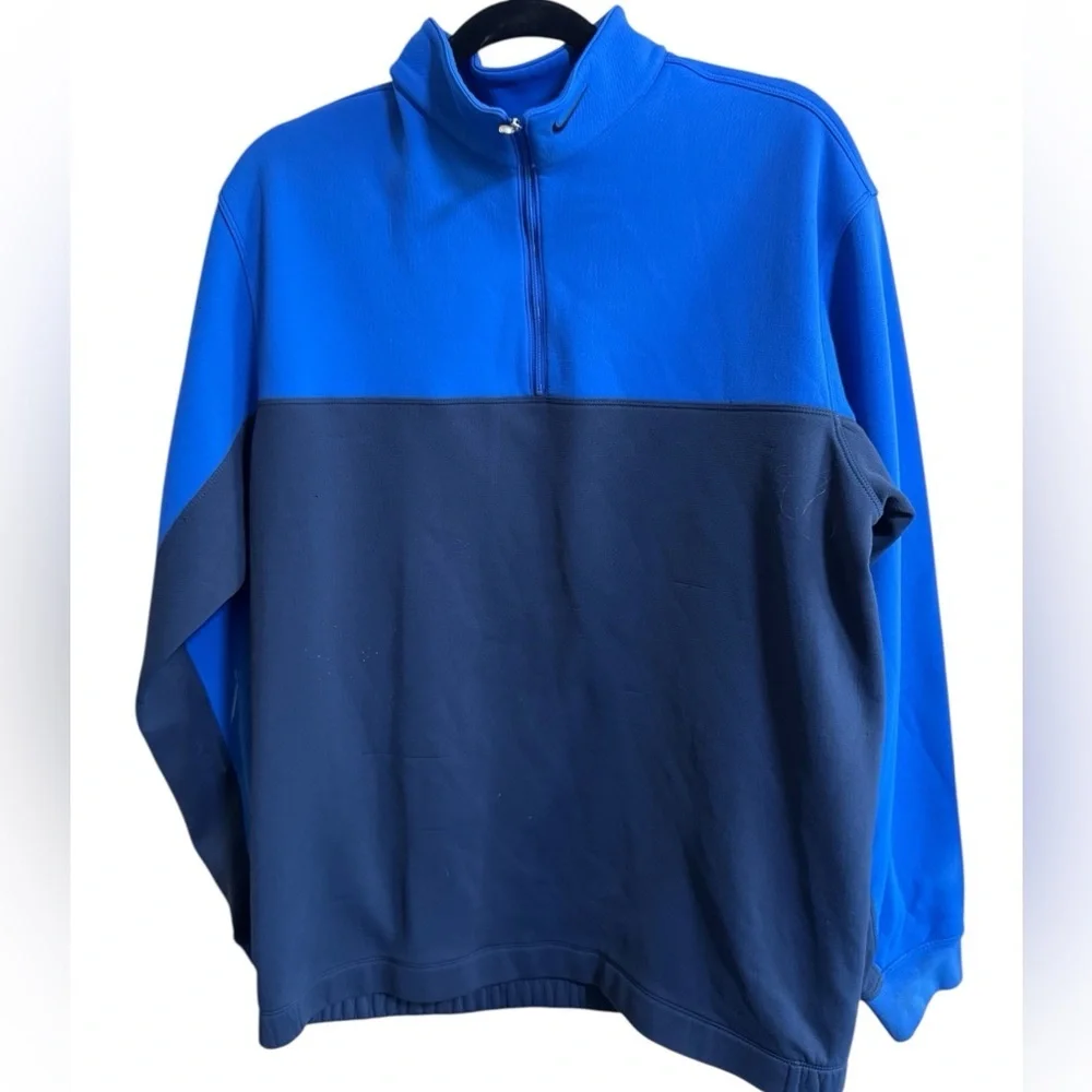 Nike Golf Therma-Fit Blue Colorblock 1/2 Zip Pullover Size Large